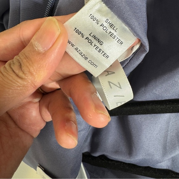 Azazie Bridesmaid Formal Dusty Blue Bow Front Midi Dress No Size Tag - Picture 12 of 16